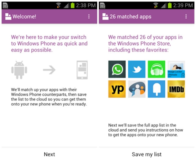 Switch To Windows Phone app