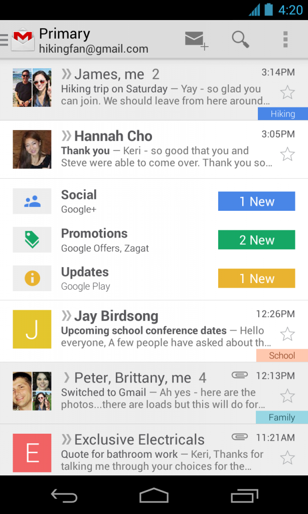 google gmail inbox sorting