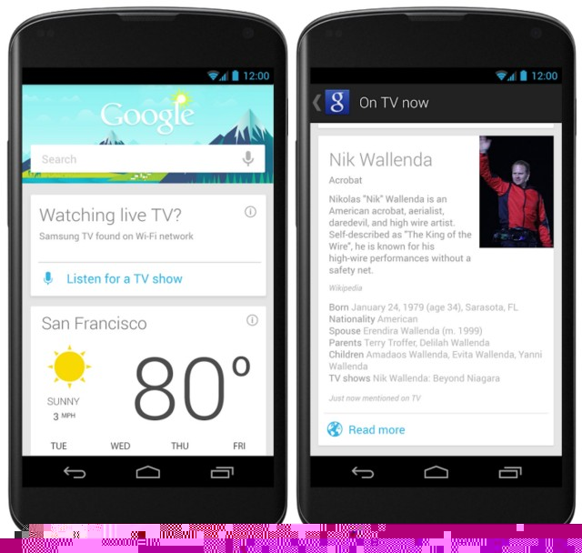 Google Now cards update TV google offers