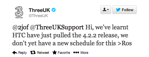 Three UK Support Android 4.2 HTC One cancelled