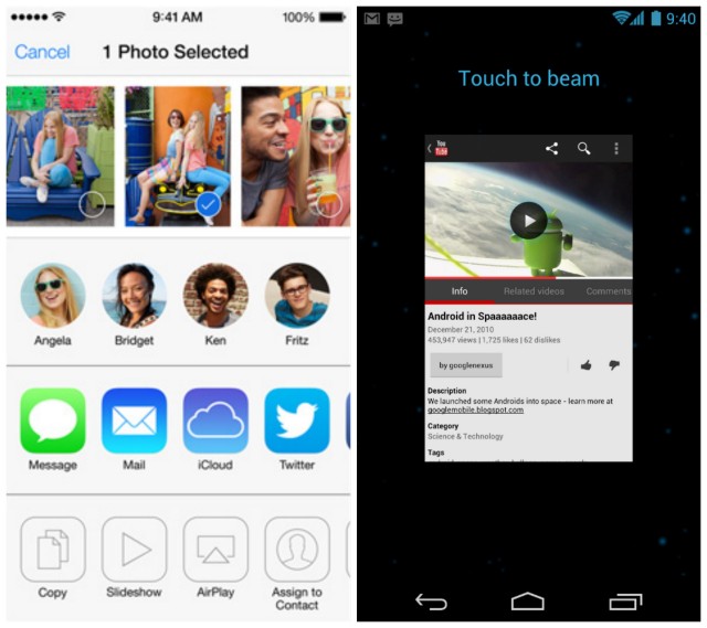 iOS 7 AirDrop vs Android beam