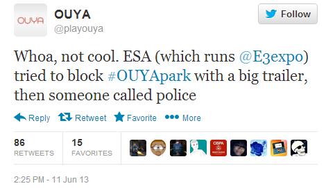 ouya twitter parking lot booth