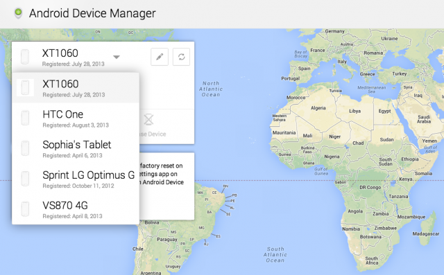 Android Device Manager screenshot