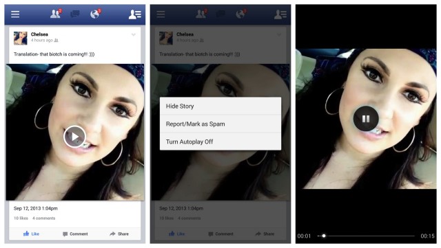 Facebook auto play video