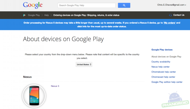 Nexus 5 orders delayed