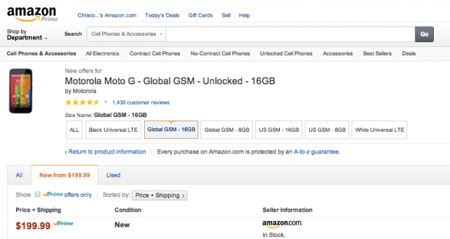 Motorola Moto G 4G LTE Amazon