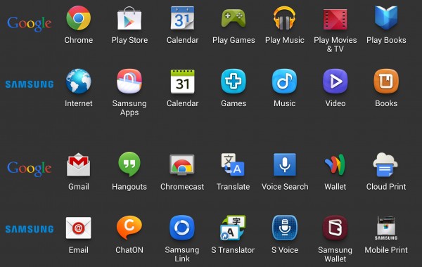 Samsung apps vs Google apps