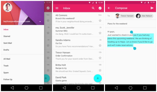 Android L Gmail Material