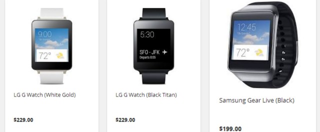 LG G Watch Samsung Gear Live Google Shopping Express