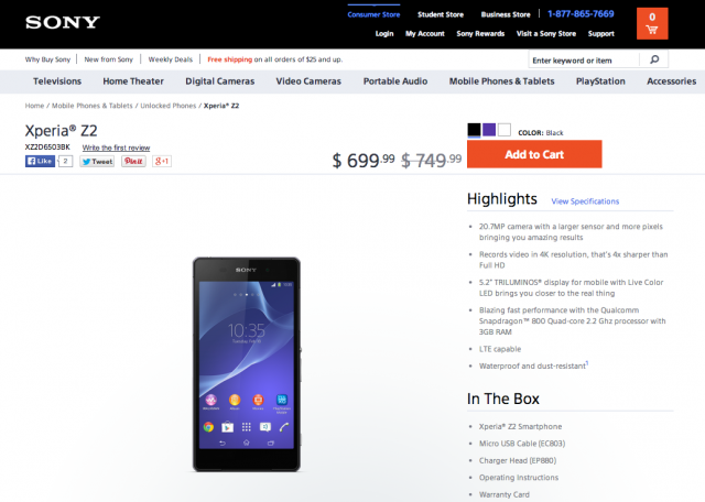 Sony Xperia Z2 now available D6503