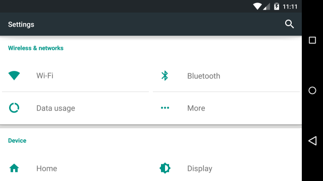 Android 5.0 Lollipop Settings app