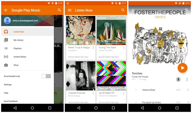 Google Play Music Lollipop leak