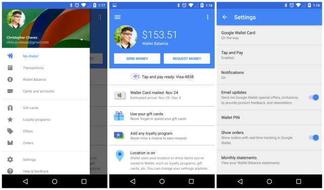 Google Wallet 7.0 Material Design