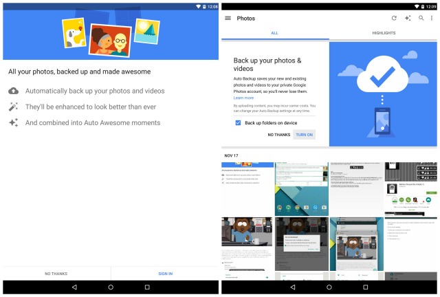 Nexus 9 Photos auto backup