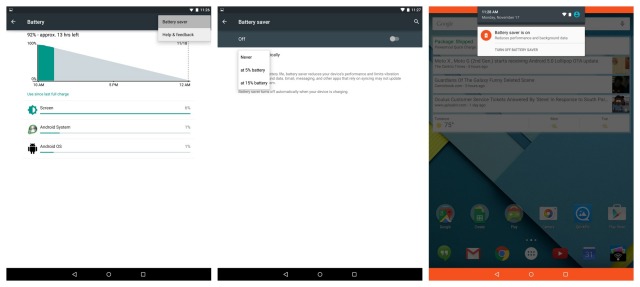 Nexus 9 battery saver mode