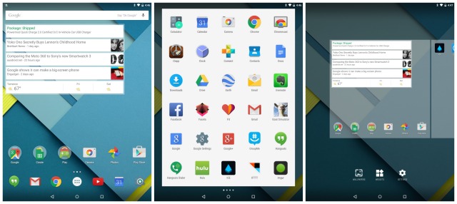 Nexus 9 home screen