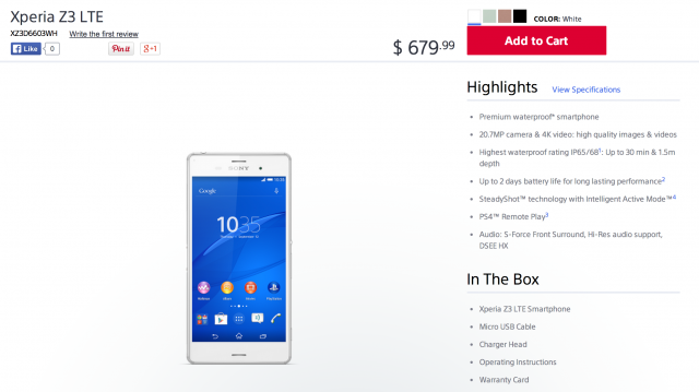 Sony Xperia Z3 LTE unlocked