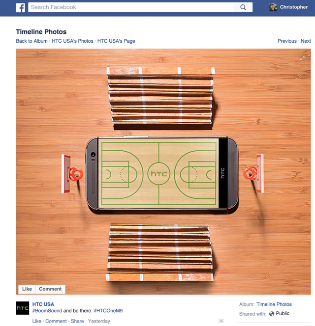 HTC One M9 Facebook post