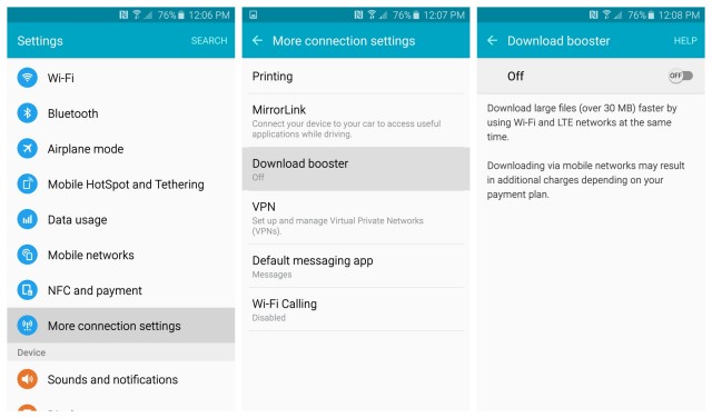 Samsung Galaxy S6 Download booster