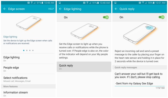 Samsung Galaxy S6 Edge lighting