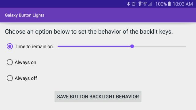 Samsung Galaxy S6 Touchlight keys duration app