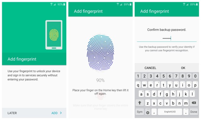 Samsung Galaxy S6 fingerprint setup