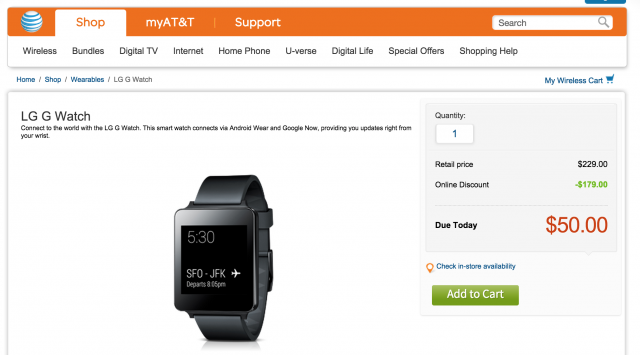 LG G Watch sale 50 dollars