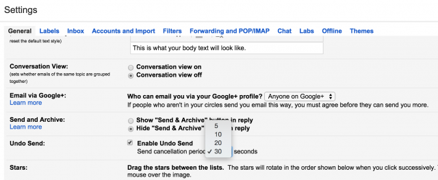 Gmail undo send