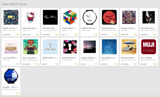 Google Play 17 Android Wear watch faces