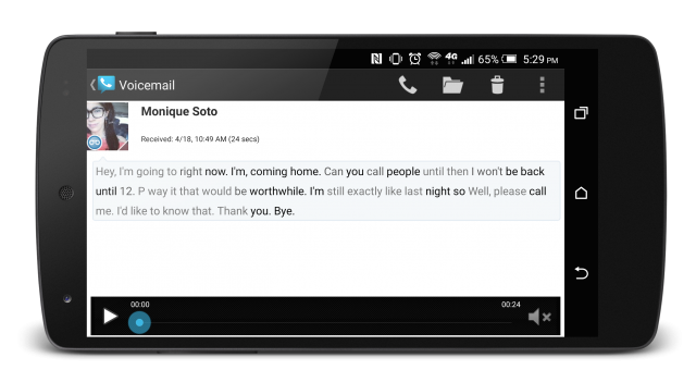 Google Voice voicemail transcription