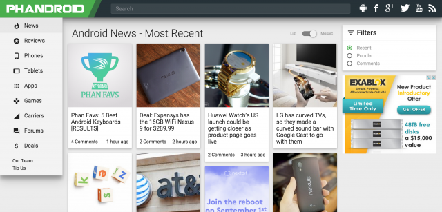 Android News Section on Phandroid