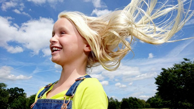 Hair in wind