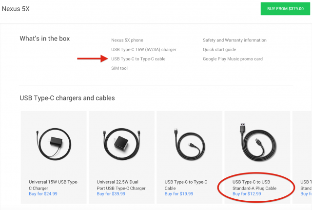 Nexus 5X USB Type C to Type C cable