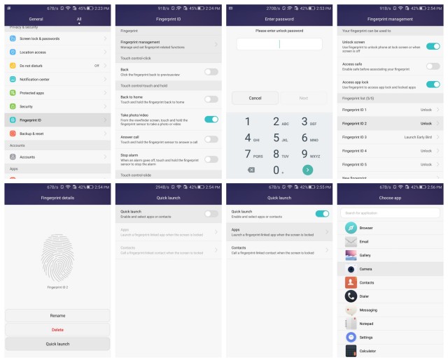 honor 5x fingerprint ID quick launch apps contacts