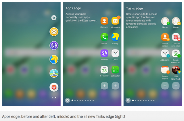 Samsung Android 6.0 Marshmallow Galaxy Edge screen update - Apps Tasks edge
