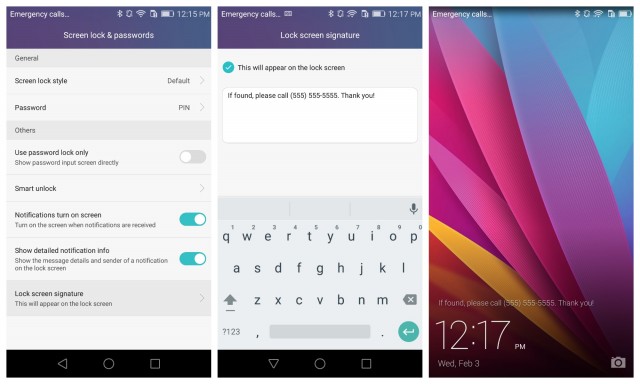 honor 5x lock screen signature