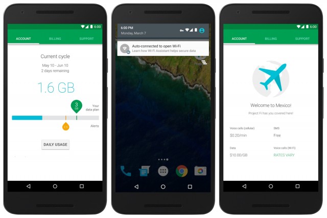 Google Project Fi screen shots