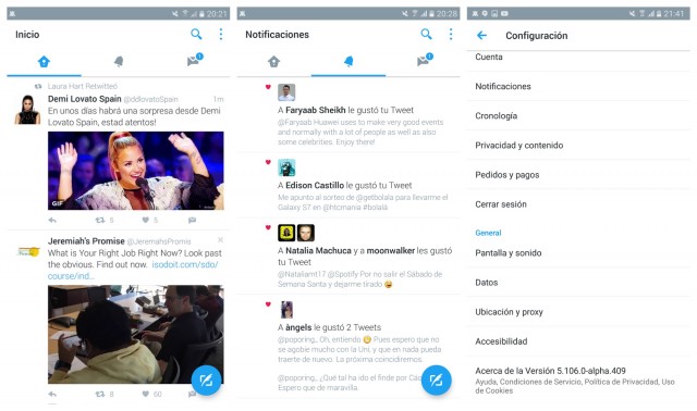 Twitter Alpha Material Design UI update