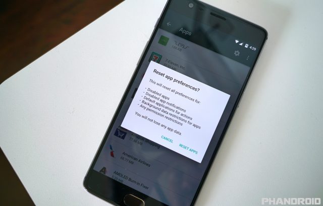 OnePlus 3 reset app preferences DSC00384
