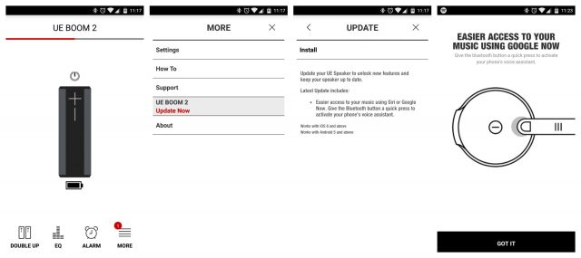 UE Boom 2 firmware update Google Now Siri how to