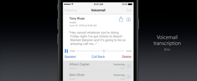 iOS 10 Voice Mail transcription